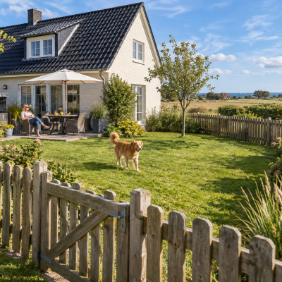 Eingezäuntes Ferienhaus mit Hund auf Fehmarn