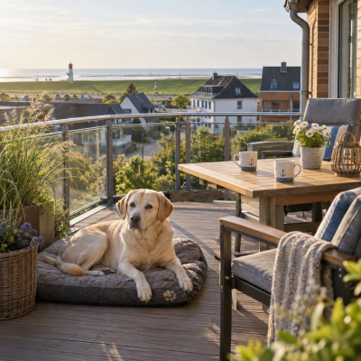 Hundefreundlicher Balkon mit Nordseeblick in Büsum