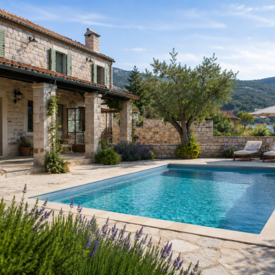 Haus mit glasklarem Pool