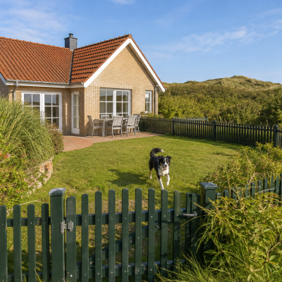 Spielender Hund im Garten