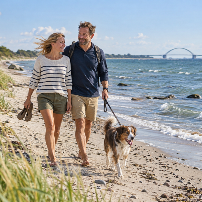 Mit Hund am Fehmarnstrand
