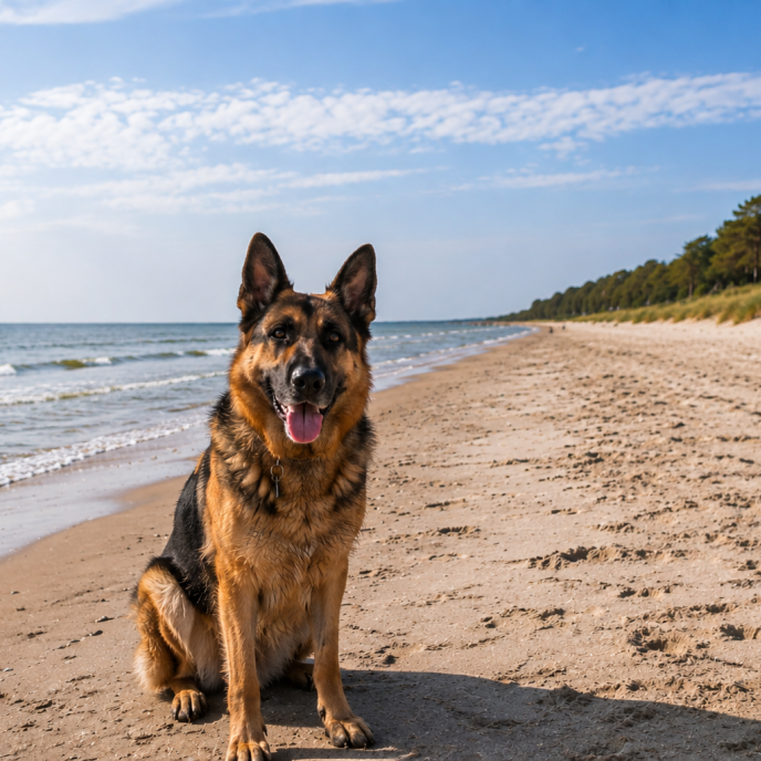Schäferhund am Strand