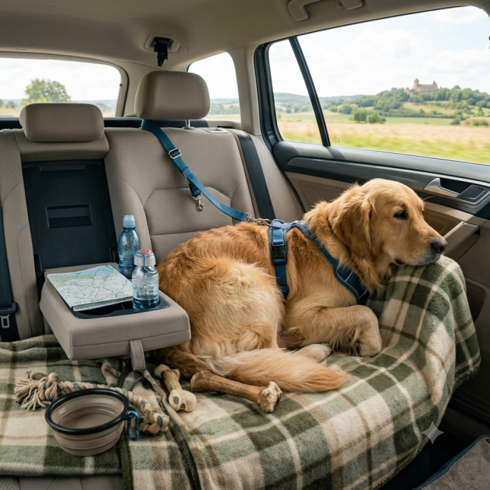 Hund auf Reisen im Auto
