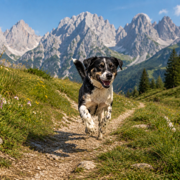 Hund in den Alpen